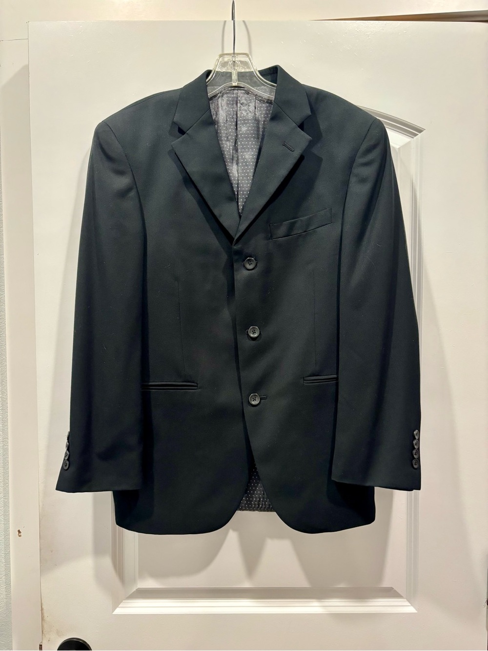 JF J. Ferrar Modern Fit Black 2-Piece Herringbone Suit Jacket & Pants 30x32